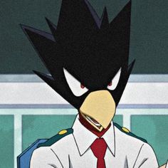 an angry bird wearing a shirt and tie