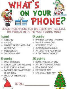 what's on your phone? poster with santa clause and christmas tree in the background