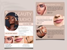 the beauty studio flyer is designed to be used for advertising