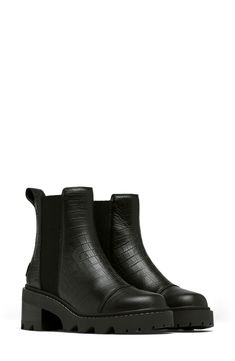 An essential Chelsea boot with a sleek, waterproof leather upper and lug sole can easily be styled up or down to match your mood. Waterproof: protects against rain, puddles and slush to keep feet dry in wet conditions 2 1/4" heel; 3/4" platform (size 8.5) 5 3/4" shaft Pull-on style with elastic gore insets Removable insole Leather and textile upper/textile and synthetic lining/rubber sole Imported High Functioning, Chelsea Boot Women, Sorel Joan, Bridal Shower Outfit, Athleisure Fashion, Mother Denim, Platform Heel, Cold Weather Accessories, Denim Flares