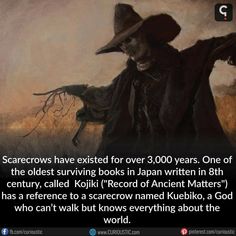 an image of a scarecrow holding a dead tree in his hand with caption