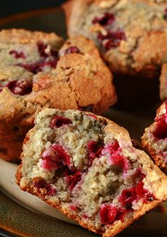 muffins with cranberry filling on a plate