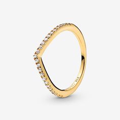 Pandora Stackable Rings, Pave Setting Ring, Pandora Gold, Wishbone Ring, Pandora Rings, Cz Ring, Gold Plated Rings, Color Ring, Engagement Jewelry