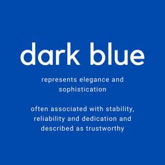 the words dark blue appear to be in white on a blue background with an image of a