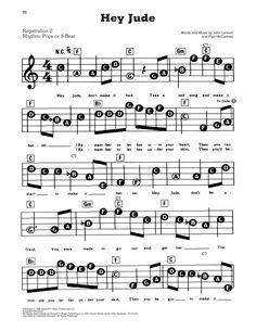 sheet music with the words hey jude on it