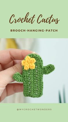 crochet cactus brooch - hanging - patch pattern