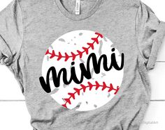 a baseball with the word nama written in black ink on a gray shirt that says,