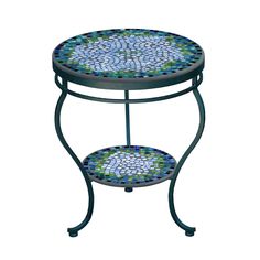 a small table with a mosaic design on it