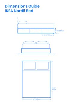 the measurements for an ikea bed are shown