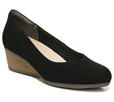 Be ready for anything in this ballet-inspired wedge pump -- and go from work to the weekend in style. From Dr. Scholl's. Spring Workwear Wedge Heels, Wedge Pump, Dr. Scholl's, Wedge Pumps, Be Ready, Black Fabric, The Weekend, In Style, Fashion Shoes