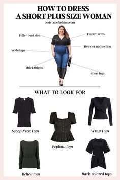 Top Heavy Fashion, How To Dress For Your Body Type Plus Size, 200 Lbs Women Outfit, Outfits For Big Shoulders For Women, Apple Size Fashion Outfit Ideas, Work Outfits Women Petite Curvy, Plus Size Small Bust Outfits, Short Pear Shaped Outfits, Winter Outfit For Chubby Ladies