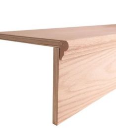 a close up of a wooden shelf on a white background