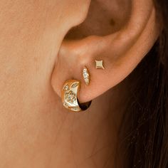 Tiny twinkle starburst stud earrings in gold - Measures 4mm in length- Hypoallergenic- Heavy 18kt Gold Plate over brass with e-coating for extra longevity** Our pieces are plated 1 micron thick, industry standard is .125. Quality is extremely important to us, and we wanted to ensure these pieces will last and work well for sensitive ears. Celestial Tarnish-resistant Earrings For Everyday, Celestial Gold Huggie Earrings, Gold Celestial Huggie Earrings For Everyday, Elegant Gold Star Cartilage Earrings, Elegant Gold Star-shaped Cartilage Earrings, Elegant Gold Star Piercings, Everyday Gold Star Huggie Earrings, Gold Celestial Hypoallergenic Cartilage Earrings, Gold Celestial Earrings For Everyday Wear