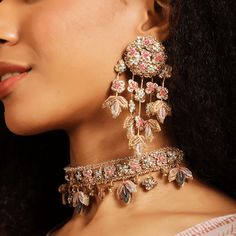 Embroidery waterfall earrings- Fooljhadi-UK Elegant Embroidered Jewelry For Festive Occasions, Elegant Embroidered Festive Jewelry, Embroidered Festive Jewelry For Parties, Festive Handwork Jewelry For Party, Party Jewelry With Handwork, Festive Party Jewelry With Handwork, Traditional Handwork Jewelry For Party, Bohemian Embroidered Jewelry For Wedding, Festive Embroidered Jewelry As A Gift