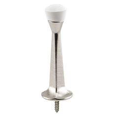 a metal hook with a white knob on it's end and a screw in the middle