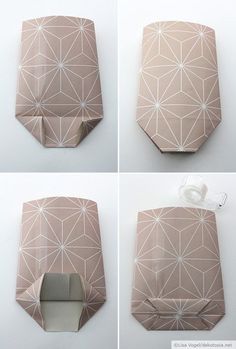 four different views of an origami box