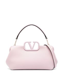 light pink lambskin maxi VLogo Signature single detachable top handle adjustable detachable shoulder strap clasp fastening main compartment gold-tone hardware Valentino Garavani Bag, Evening Handbag, Purple Bags, Aesthetic Grunge, Designer Bags, Lambskin Leather, Leather Tote Bag, Pink Bag, Valentino Garavani