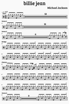 sheet music with the words'billy jean'on it