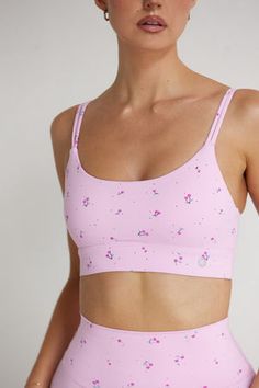 Astoria LUXE BLOSSOM Sports Bra - Cherry Supportive Pink Activewear With Built-in Padding, Pink Functional Sports Bra With Built-in Padding, Pink Supportive Activewear With Built-in Padding, Pink Adjustable Straps Sports Bra For Yoga, Pink Yoga Sports Bra With Adjustable Straps, Pink Supportive Sports Bra, Pink Athleisure Sports Bra With Adjustable Straps, Pink Sports Bra With Adjustable Straps, Pink Sporty Sports Bra With Adjustable Straps