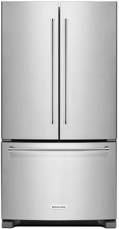 a stainless steel refrigerator freezer with two doors