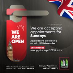 we are accepting appointments for sunday's applications in uk university