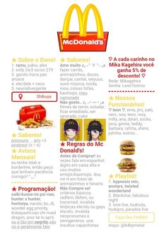 the menu for mcdonald's restaurant is shown in red and yellow, with an image of