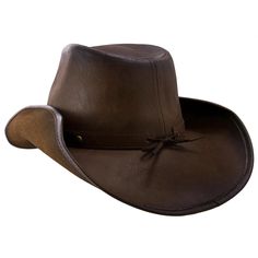 • Distressed Faux Leather • 4 1/2" Pinchfront crown• 3 1/2" Shapeable Brim• Selfmatching hatband• Circular metal Accents Hiking or riding, this simple distressed faux leather outback hat from Deadwood Trading Company has you covered. Basic and durable, this hat is made for rugged fun. It has a 4 1/2" pinchfront crown and a shapeable 3 1/2" brim. The self-matching hatband has a procession of circular aged metal studs across it for just a touch of flair. pair this hat with a pair of work boots and jeans for a classic outdoorsman look. Distressed Brown Hat For Rodeo, Distressed Brown Hat For Country Events, Distressed Brown Leather Fedora Hat, Distressed Brown Leather Fedora, Vintage Leather Hat For Western-themed Events, Leather Hats For Fall Country Events, Leather Hats For Country Events In Distressed Brown, Distressed Brown Leather Hats For Country Events, Western Distressed Brown Leather Hats