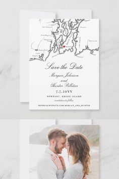 the save the date card is shown with an image of a couple hugging and kissing