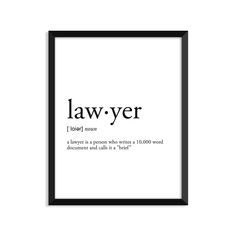 Lawyer Definition - Unframed Art Print Or Greeting Card Lawyer Definition, Gifts For Law Students, Lawyer Quotes, Law Office Decor, Thursday Quotes, Funny Definition