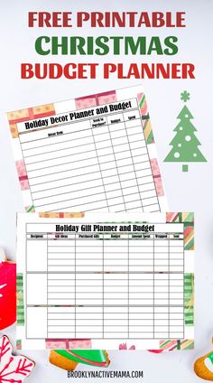 a printable christmas budget planner with candy and cookies