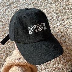 Pink Baseball Cap In Excellent Condition Like Brand New! Trendy Black Baseball Cap, Trendy Black Visor Baseball Cap, Trendy Winter Baseball Cap, Trendy Winter Dad Hat, One Size, Winter Snapback Visor Hat, One Size Fits Most, Winter Snapback Hat With Visor, Winter Visor Snapback Hat, One Size Fits Most, Trendy Winter Dad Hat, Casual Trucker Hat With Letter Print For Winter