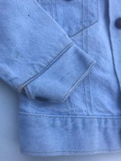 "Great Fade/I would consider this a white wash/Good condition/soft denim jacket/Smoke free environment/please pay attention to measurements/Jacket is cozy ,worn and comfortable/Pit to pit 12 1/2\"/pit to wrist 11\"/Length 15\"/bottom waist 11 1/2\"/Snap closures/Only issue one small spot on cuff of sleeve(as seen in last picture) (88)" Cheap Levi's Light Wash Outerwear, Levis Trucker Jacket, Jacket Levis, Kids Jackets, Vintage Girls Dresses, Circle Dress, Apron Dress, Vintage Barbie Dolls, Trucker Jacket