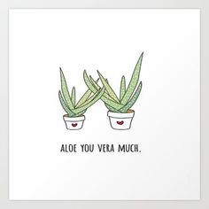 two potted plants with the words aloe you vera much