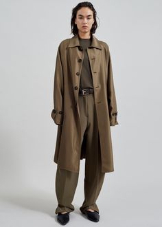 Aldrin Oversized Coat - Camel Long Coat Outerwear With Covered Buttons For Work, Long Coat With Covered Buttons For Work, Classic Gabardine Outerwear For Daywear, Brown Outerwear With Covered Buttons For Work, Beige Gabardine Outerwear With Button Cuffs, Fall Gabardine Outerwear With Button Cuffs, Classic Outerwear With Belted Cuffs For Daywear, Business Outerwear With Belted Cuffs In Gabardine, Classic Brown Outerwear With Covered Buttons