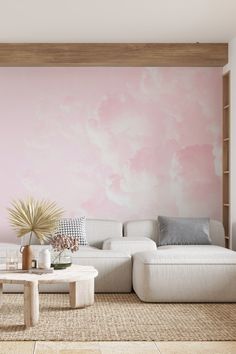 a stunning pink clouds wallpaper design Cloud Mural, Tranquil Home, Pink Cloud, Calming Atmosphere, Pink Paint, Nature Collection, Pink Clouds, Black N White Images