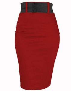 Steady Red Strut Skirt with Black Belt Rockabilly Clothes, Pinup Skirt, High Waist Pencil Skirt, 50's Fashion, Secret Closet, Pencil Skirt Outfits, Rock Steady, Rockabilly Style, High Waisted Pencil Skirt