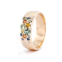 Lika Behar Jewelry, Colorful Sapphire Ring, Yellow And White Gold Ring, Keto Meadow Ring, Maggie Simpkins Rings, Remodelled Rings, Color Composition Design, New Ring Designs Gold, Ring Design Ideas