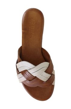 Intricately woven straps bring texture and shape to this Italian-made sandal crafted from soft, burnished leather. Water resistant Leather upper, lining and sole Made in Italy Casual Beach Sandals, Brown Sandals, Beach Sandals, Artisan Craft, Slide Sandals, Designer Shoes, Womens Sandals, Fashion Shoes, Leather Upper