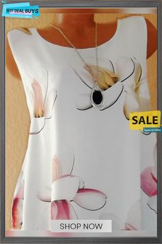 Women Casual Daily Crew Neck Sleeveless Floral-print Comfy Dress White Printed Sleeveless Dress For Summer, Flowy White Sleeveless Dress With Floral Print, White Printed Sleeveless Dress, White Tank Dress For Summer, White Tank Dress For Spring, Comfy Dress, Singapore Malaysia, India And Pakistan, Comfy Dresses