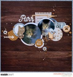 a scrapbook page with two cats in the middle