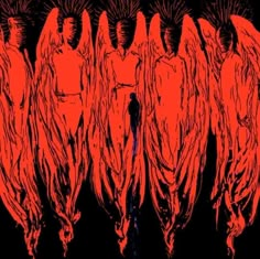 an image of angels in red and black