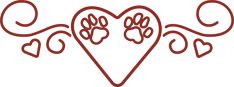 a heart with paw prints on it and hearts in the shape of a dog's paw