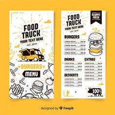 the food truck menu is ready to be eaten