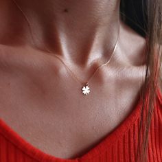 "\"14k Gold CLOVER LEAF Shaped Minimal Necklace, Good Luck Gifts, 14k Gold Customized Chain and Lock | Shamrock Necklace | Gift for Her\" Clover leaf shaped pendant with minimalist shape and elegant chain. An elegant and delicate jewel symbolizing luck.. ∙ P R O D U C T I O N ∙ ‣ All of our products are handmade and made to order ‣ All of our items are 14K real gold. We do not carry any gold filled, gold plated, or gold vermeil items. Also there are no other metals used so all items are hypoalle Dainty Jewelry For Birthday Gift, Dainty Jewelry For Birthday, Tiny Pendant Jewelry As A Gift, Dainty Pendant Jewelry For Birthday, Minimalist Charm Jewelry For Birthdays, Dainty Tiny Jewelry For Birthday, Minimalist Jewelry With Charms For Birthday, Tiny Dainty Jewelry For Birthday, Minimalist Jewelry For Birthday Gifts