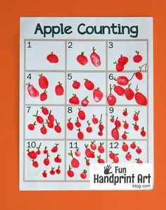 an apple counting game is shown on the wall