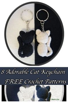 two crocheted keychains with the words free crochet patterns on them