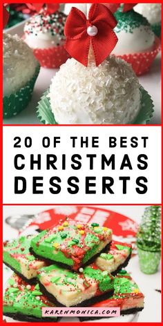 christmas desserts with text overlay that reads 20 of the best christmas desserts