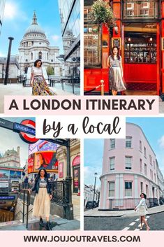 the london itinerary by local is featured in this postcard with images of buildings and