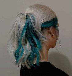 Hair Dye Inspo For Blondes, Colorful Hair With Blonde, Blonde Hair Brunette Underneath, Blonde Hair With Pop Of Color Underneath, Blond And Colored Hair, Money Piece Peekaboo Hair, Blonde Hair With Colored Highlights Fun, Platinum Blonde Hair With Color Pop, Undercolours Hair