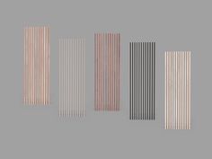 five vertical lines are arranged in the same color and pattern on a gray background, each with one individual's own image